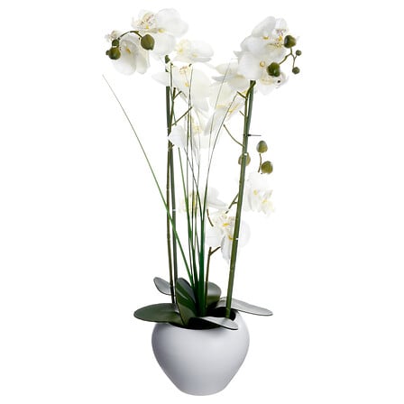 Изкуствена орхидея atmosphera, Грес, Бяла керамична ваза, 53 cm
