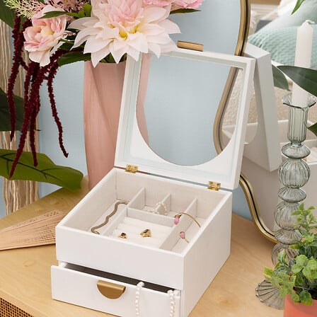 Кутия за съхранение на бижута atmosphera Wild Romance, MDF, Бял