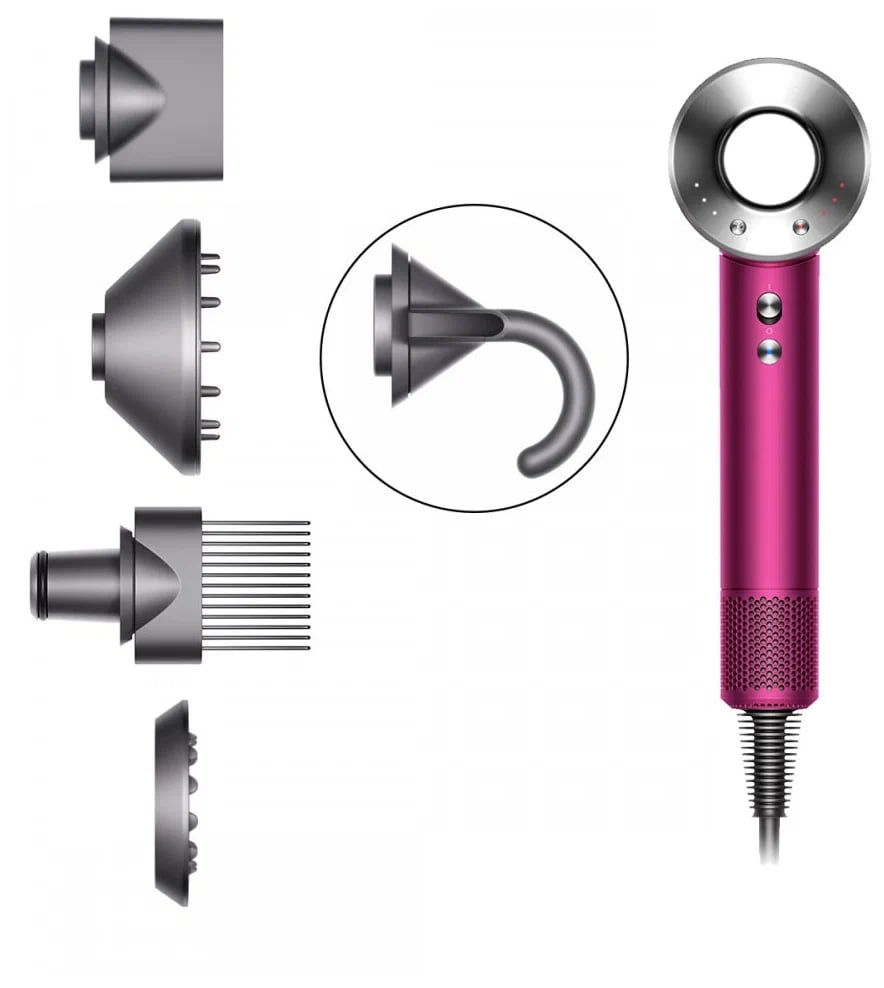 Сешоар Dyson Supersonic HD07 Iron/Fuchsia Edition, 1600W, Сив/Розов
