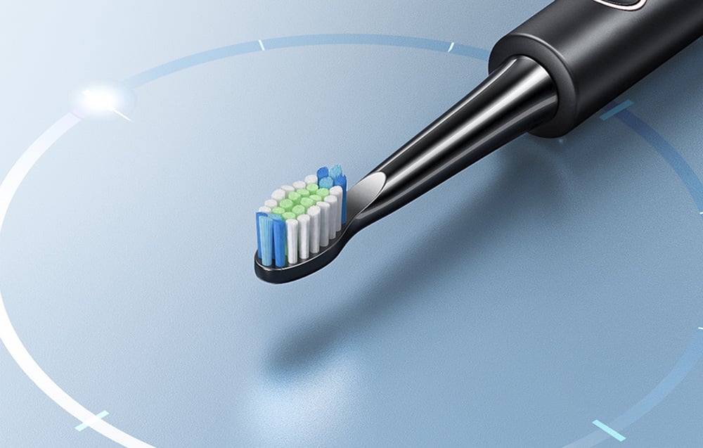 Електрическа ултразвукова четка за зъби FairyWill FW-E11 с 8 накрайника и калъф, Черен