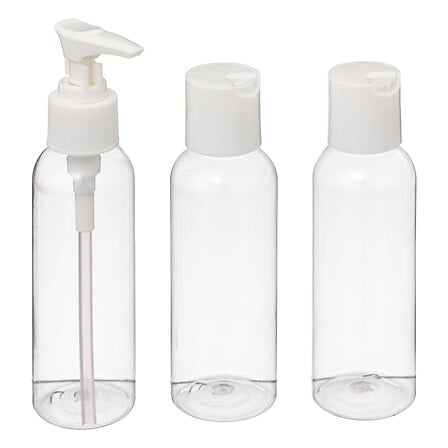 Комплект 3 шишета за пътуване 5five, PET, 100ml, Прозрачни