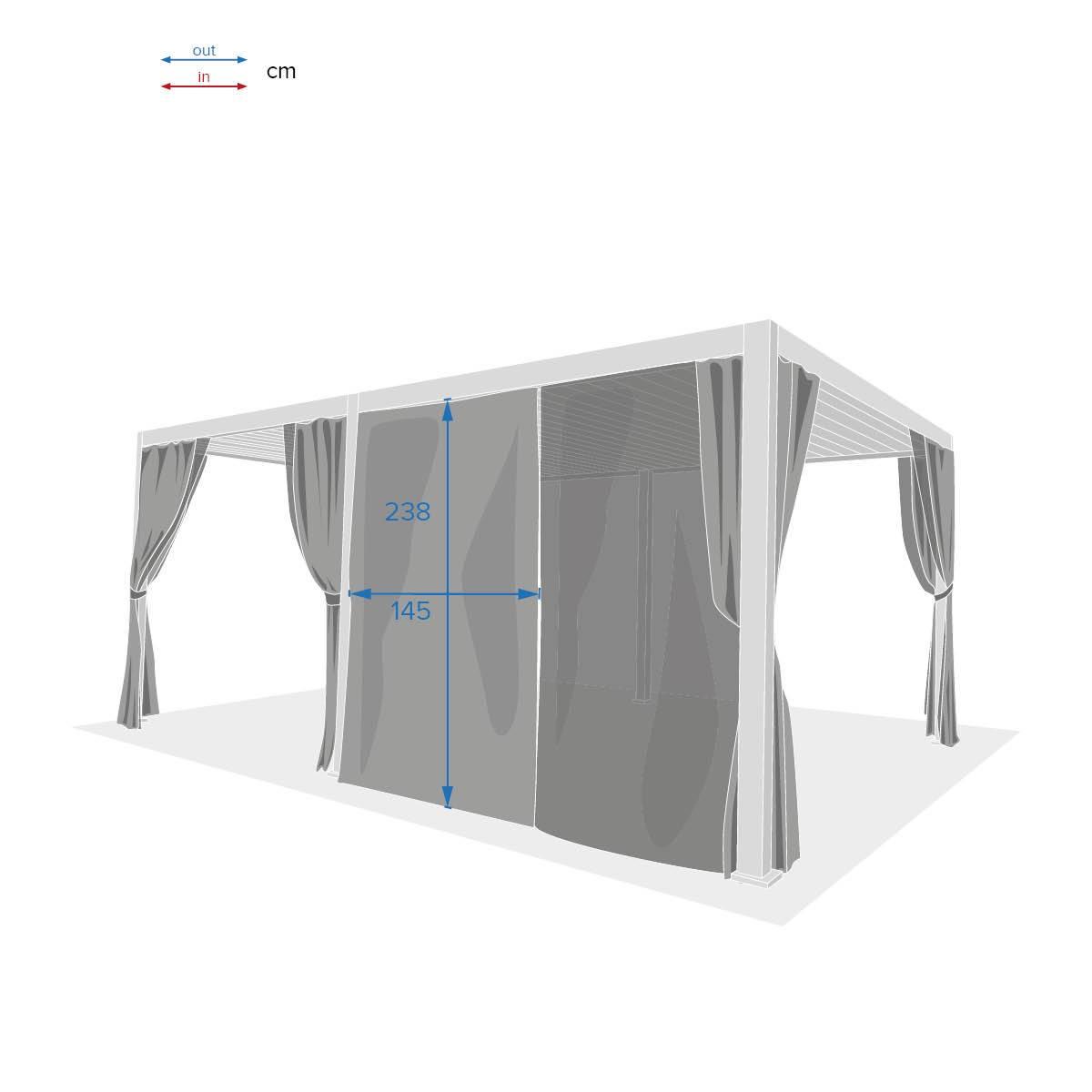 Комплект комарници с релси за беседка Hesperide Evora, 6x3.6 m