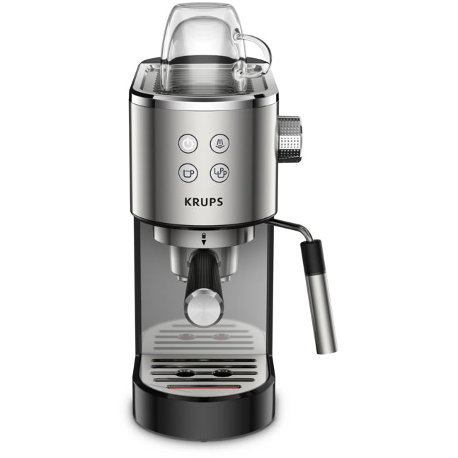 Kaфемашина Krups Virtuoso XP442C11, 15 бар, 1400 W, Технология Thermoblock, Капацитет 1 л, Сребрист/Черен