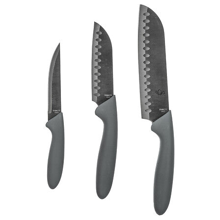 Комплект от 3 ножа Сантоку 5five Essentiels, Полипропилен, Сив