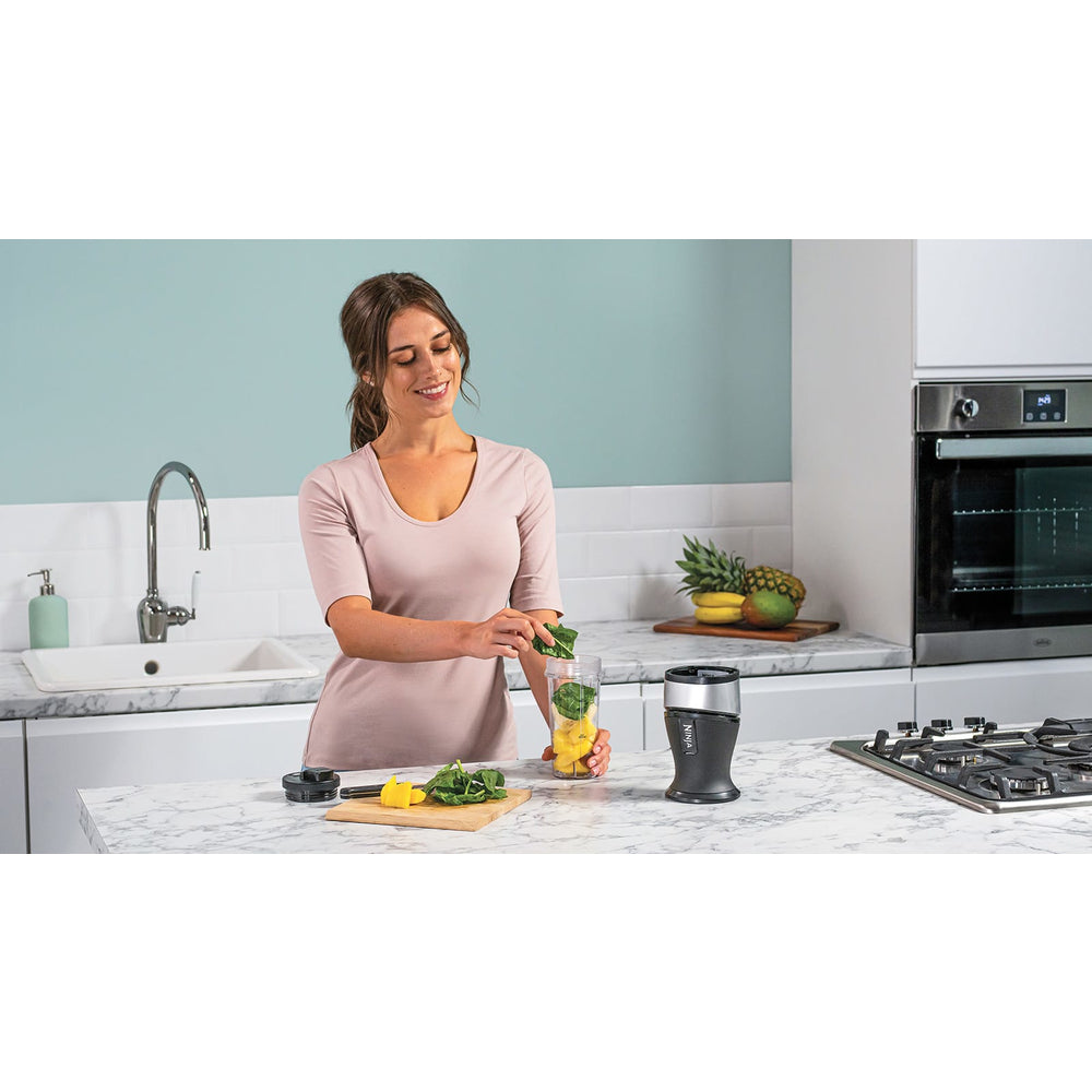 Блендер Ninja QB3001EUS, 700W, 2x470 мл, 18000 об/мин, Технология Ninja Blade, Черен/Сив