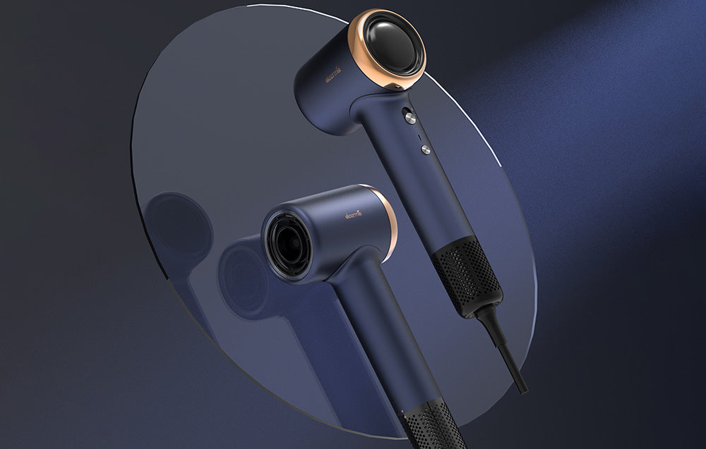 Сешоар Deerma DEM-CF50, 1400W, Въздух , Негативни Йони, 11 Режима, Тъмносин