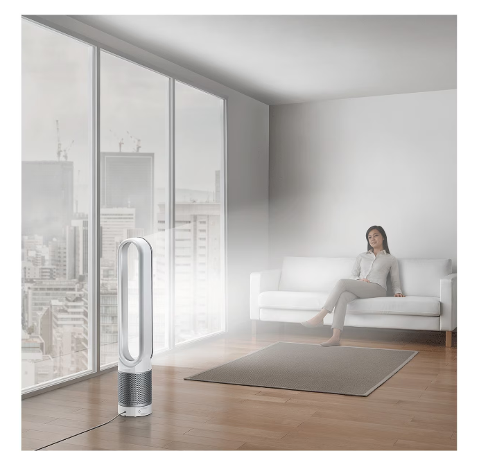 Пречиствател на въздух Dyson TP00 42815701, Air Multiplier, 10 нива на скорост, HEPA филтър H13, Дистанционно управление, Бял/Сребристо