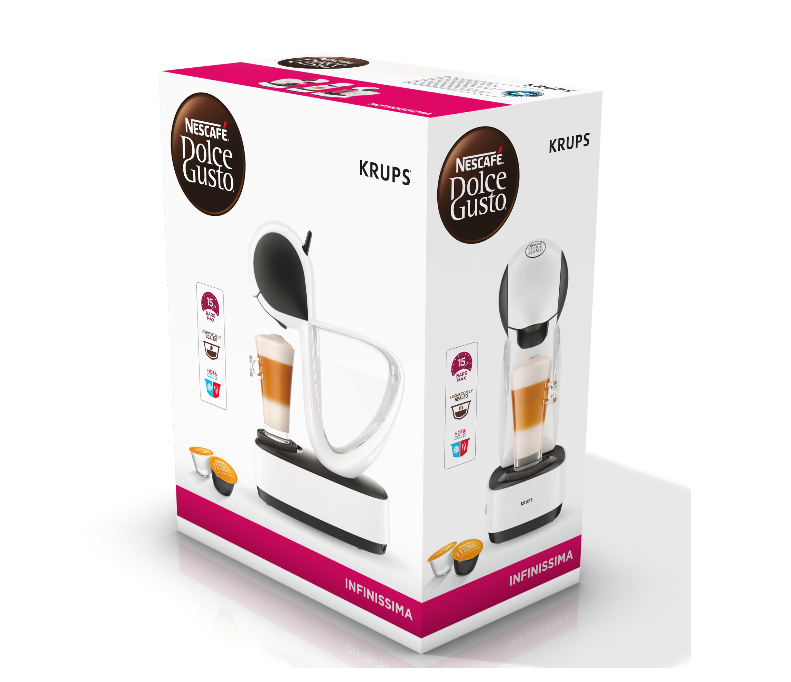 Кафемашина Krups Infinissima KP170131, 1500 W, 15 бара, Функция eco, Резервоар 1.2 л, Бял