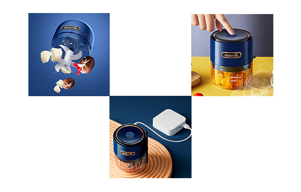 Електрически чопър за зеленчуци Deerma JS100, 40W, 150 ml, Син