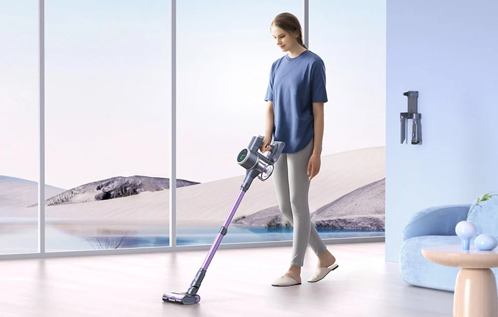 Безжична вертикална прахосмукачка Lubluelu 202, 220 W, HEPA филтър, Лилав