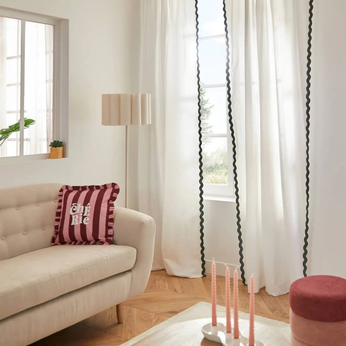 Завеса atmosphera Chéri, 140x260 см, С памук, Бяла, С вълнообразен ръб