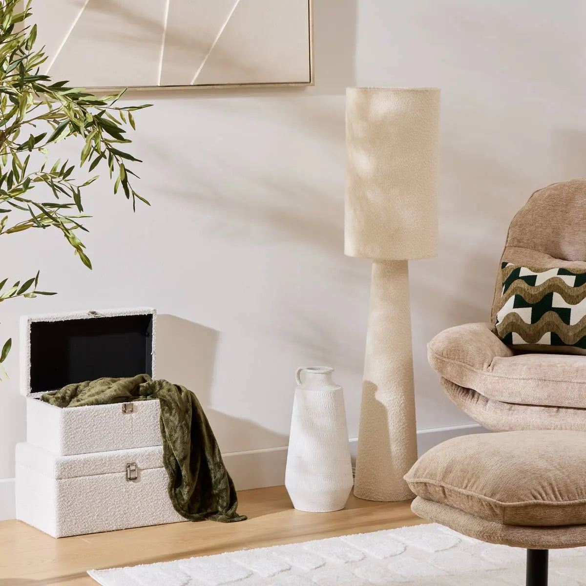 Лампион atmosphera Solal, Текстил, Бял, 124 cm