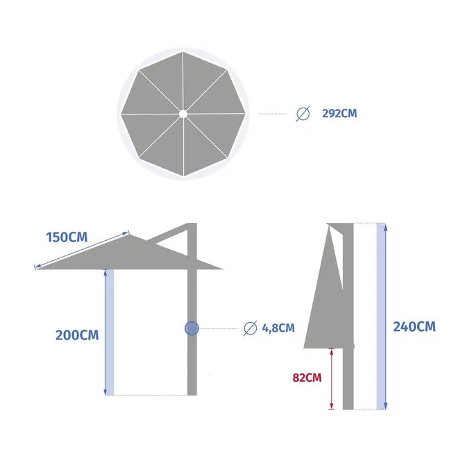 Градински чадър със странична стойка Hesperide Manoa, Кехлибар, 3 m