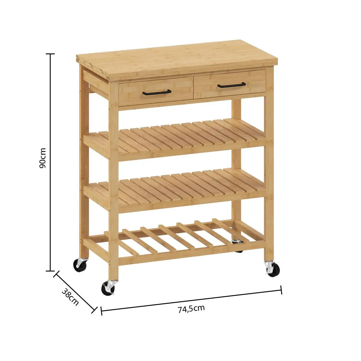 Кухненска количка 5five Linha, Голяма, Бамбук