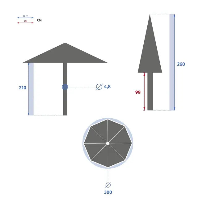 Прав чадър Hesperide Tinaei, Бамбуков прът, Olefin, Таупе, 3 m