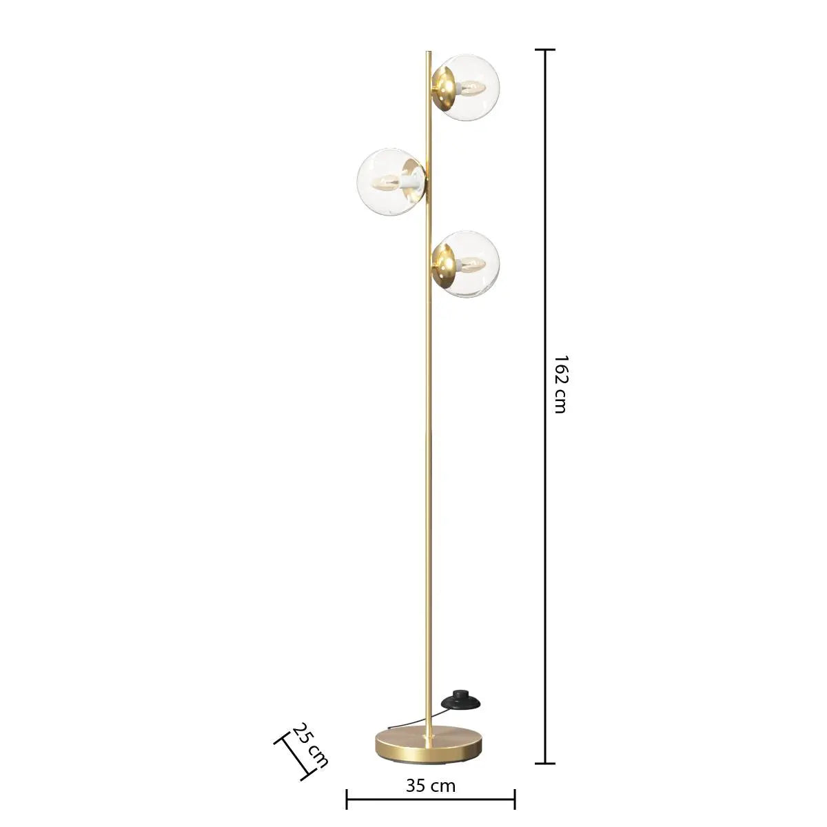 Лампион atmosphera Le Collectionneur, Метал и Стъкло, Златен, 162 cm