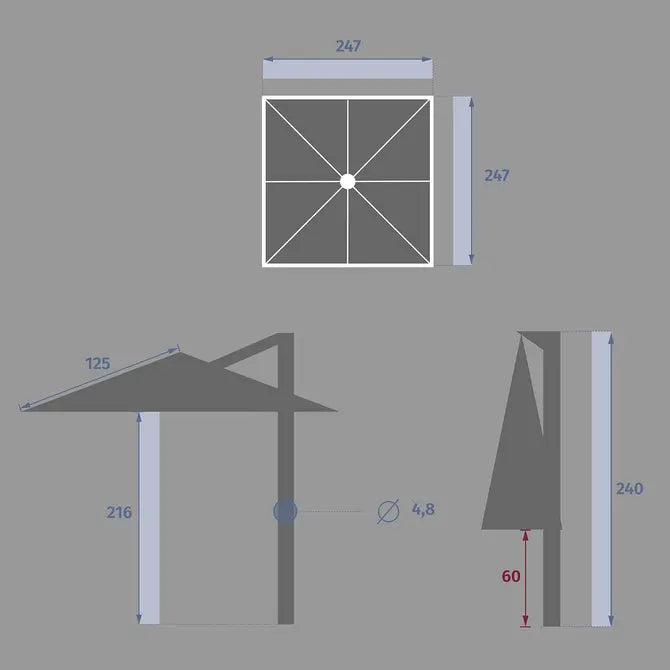 Градински чадър със странична стойка Hesperide Manoa, Пшеница, 2.5x2.5 m