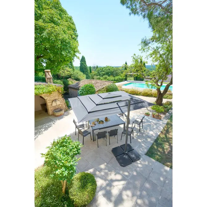 Градински чадър със странична стойка Hesperide Melhia Multi-layer, Накланящ се, Olefin, Антрацит, 4x3 m