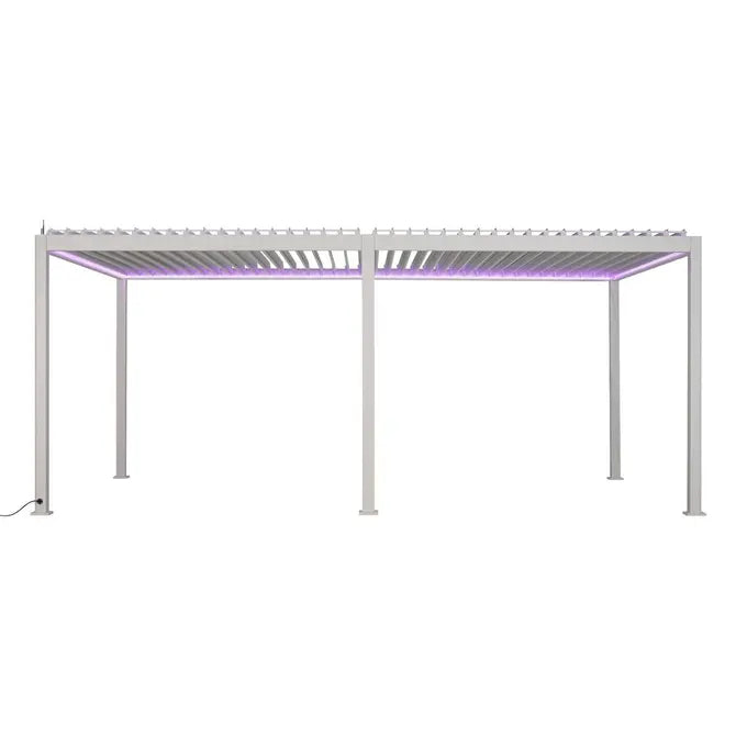 Електрическа пергола Hesperide Evora, Бял алуминий, 6x3.6 m