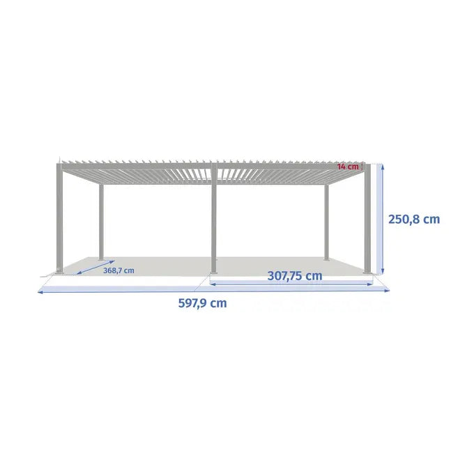 Електрическа пергола Hesperide Evora, Бял алуминий, 6x3.6 m