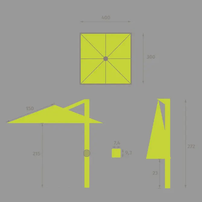 Градински чадър със странична стойка Hesperide Melhia, Накланящ се, Olefin, Шисти/Лен, 4x3 m