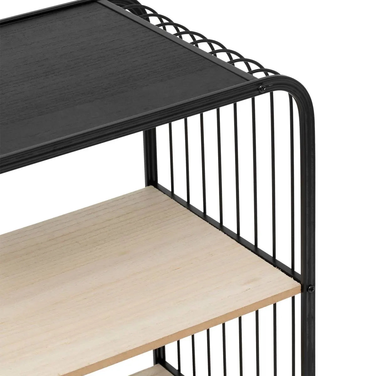 Етажерка 5five, Метал и черно дърво, 3 нива, На колела