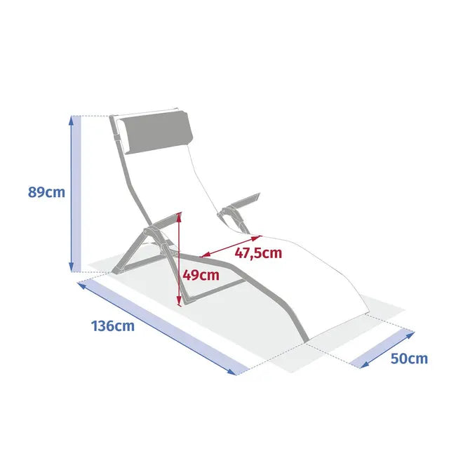 Сгъваем шезлонг Hesperide Decima, Алуминий, Глина/Лен