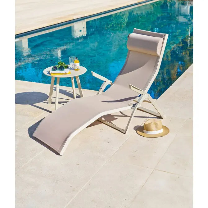 Сгъваем шезлонг Hesperide Decima, Алуминий, Глина/Лен