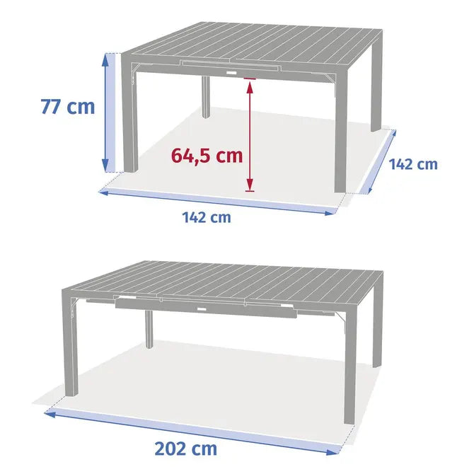 Градинска квадратна маса Hesperide Evasion, Графит, 10 места