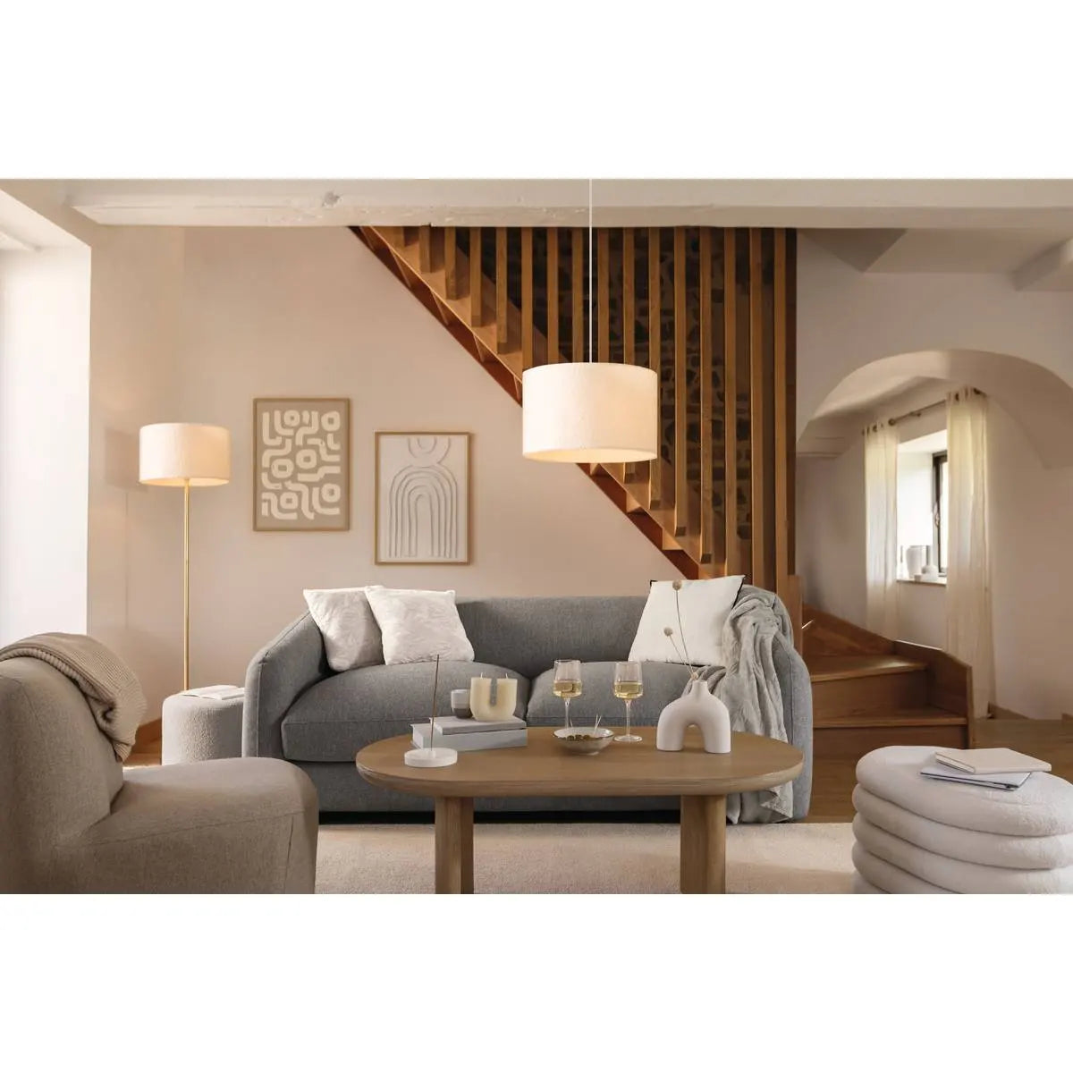 Лампион atmosphera Tina, Текстил, Бял, 150 cm