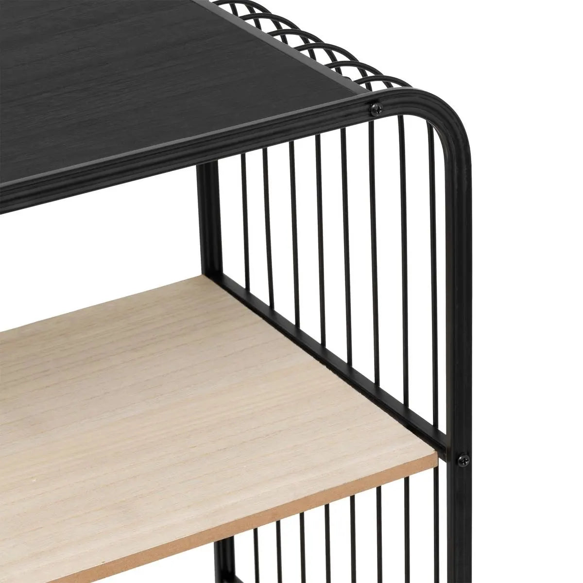 Етажерка 5five, Метал и черно дърво, 4 нива, На колела