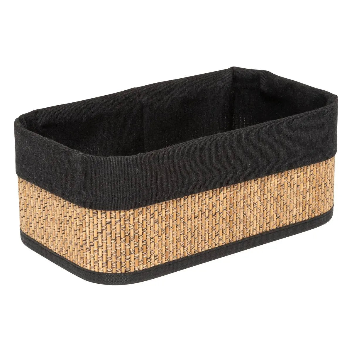 Комплект от 3 коша за съхранение 5five, Бамбук и плат, Черни