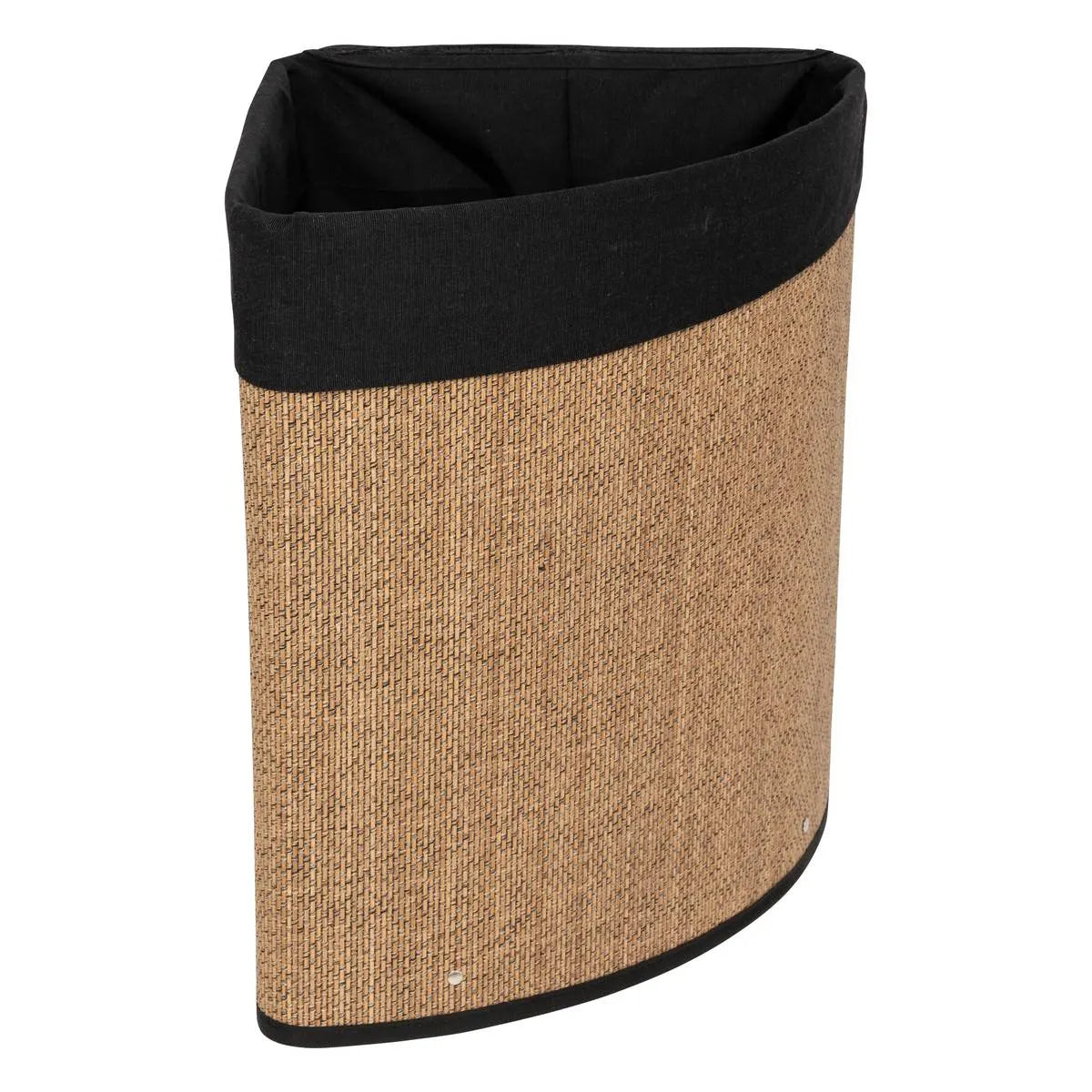 Кош за пране 5five, Ъглов, Бамбук и черен плат, 48 l