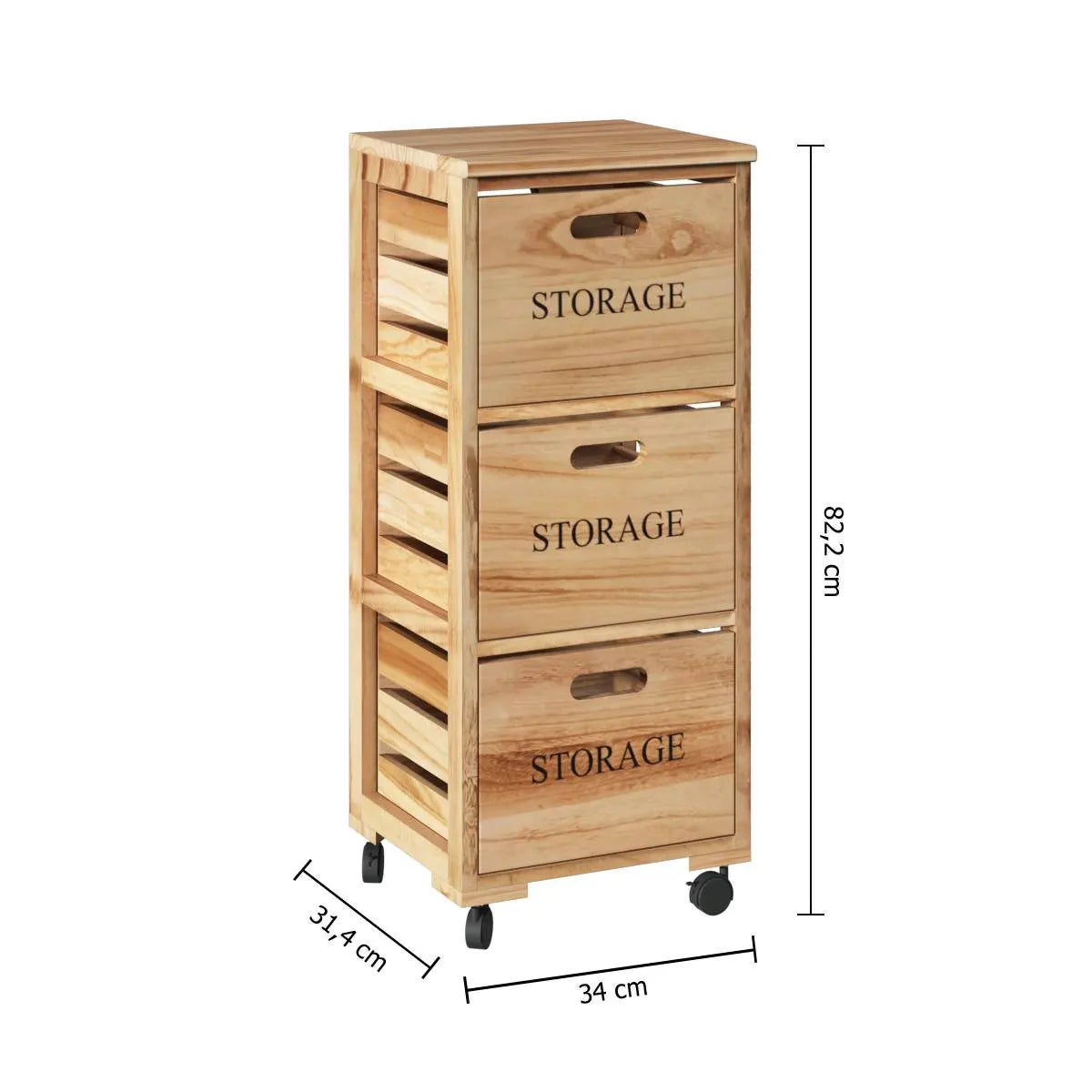 Кухненска количка 5five Cagette, Дърво, С 3 чекмеджета