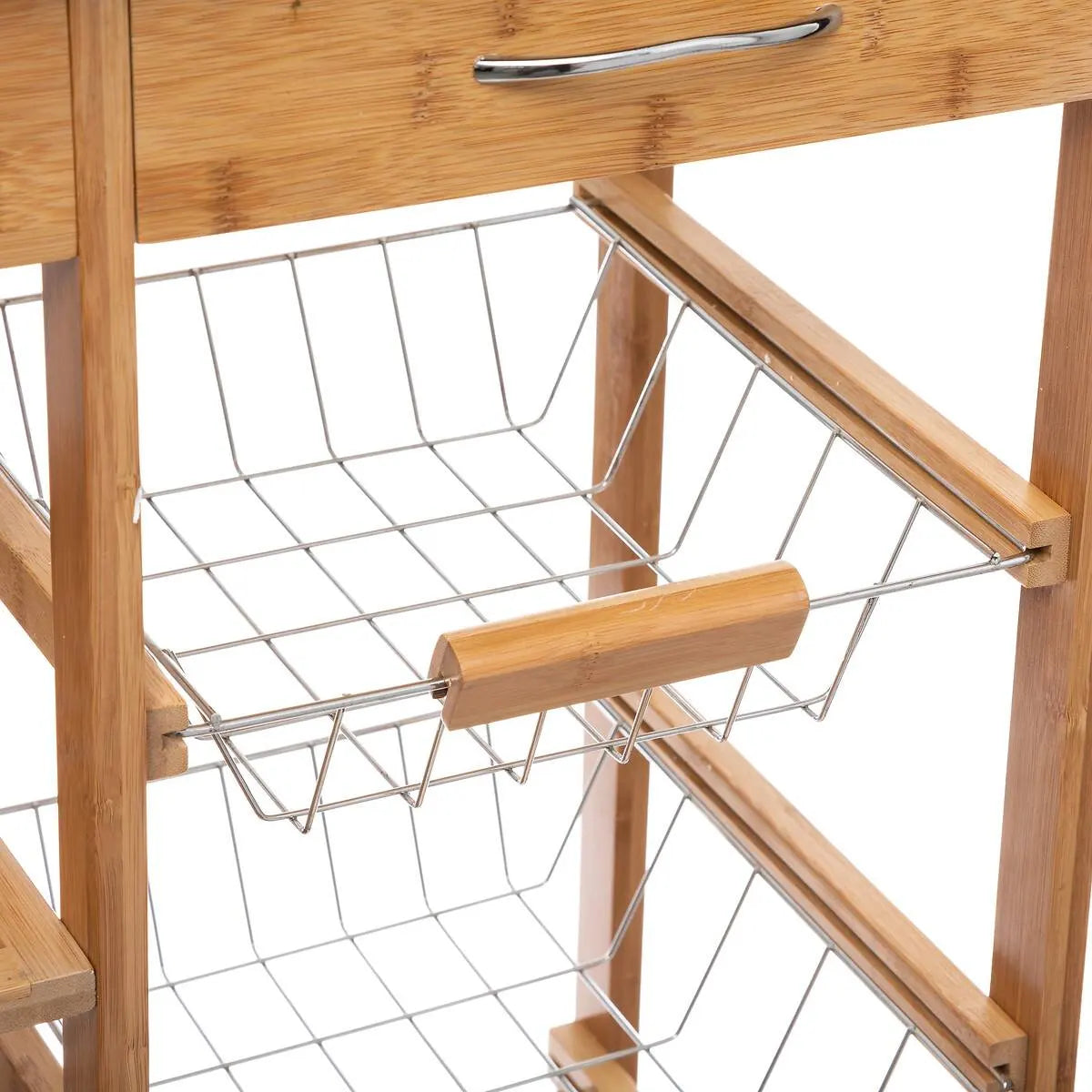 Кухненска количка 5five, Голяма, Бамбук, С метален плот