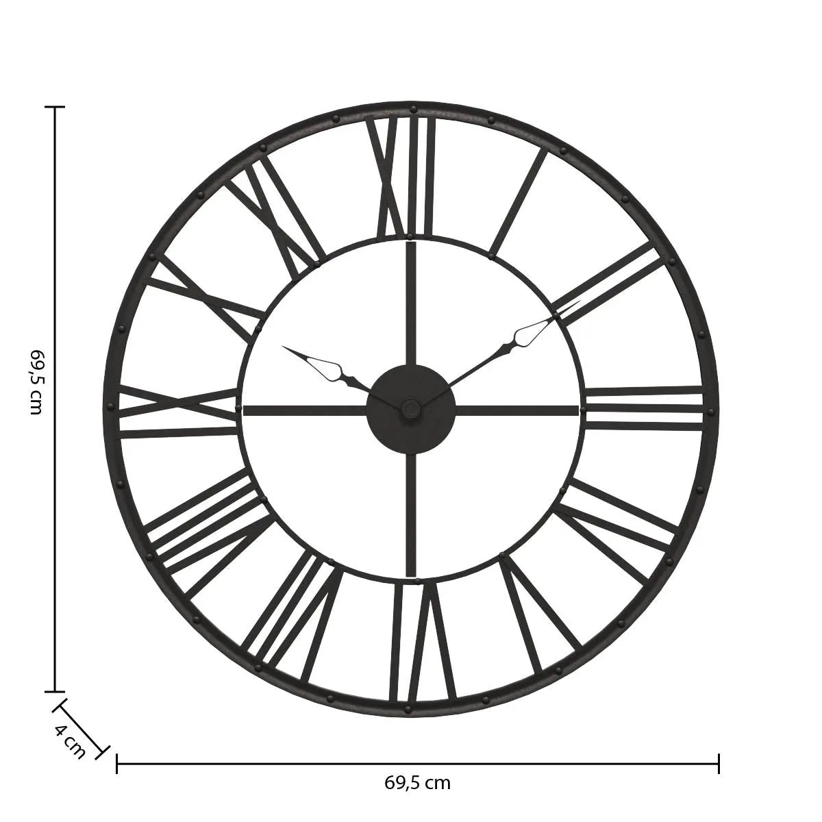 Стенен часовник atmosphera Andras, Винтидж, Ø69 см, Черен метал