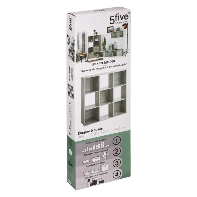Рафт 5five Mix'n Modul, 9 отделения, MDF, 101x32x101 cm
