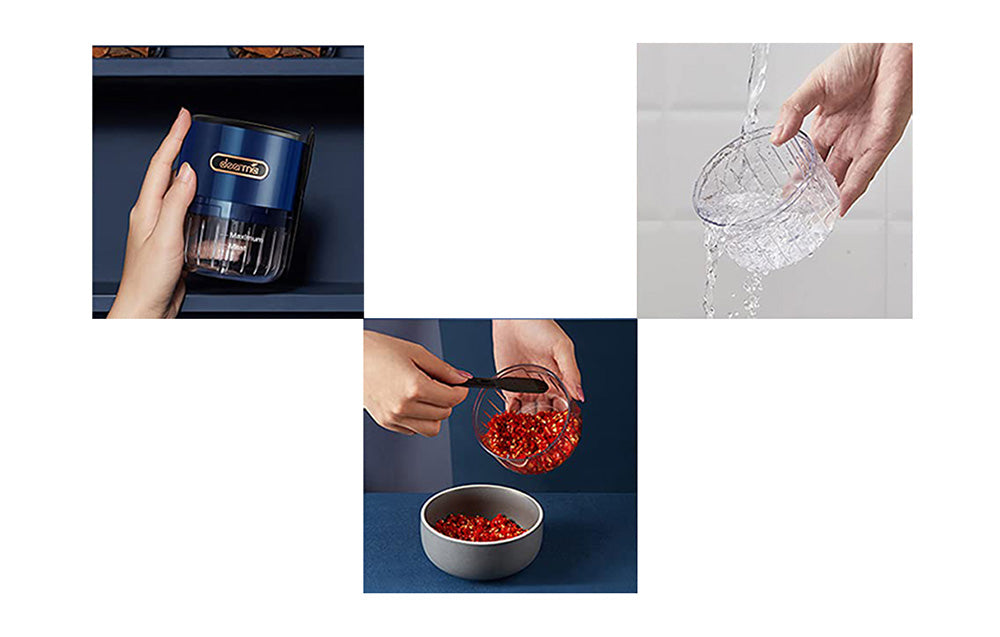 Електрически чопър за зеленчуци Deerma JS100, 40W, 150 ml, Син