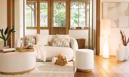 Пуф XL atmosphera Nesky, Букле, Бял, Ø81 см