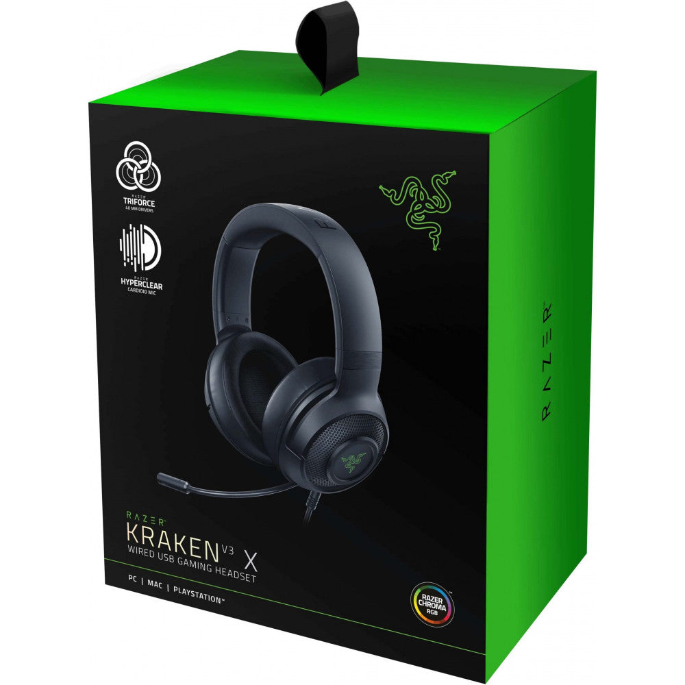 Геймърски слушалки Razer Kraken V3 X (USB), Черен