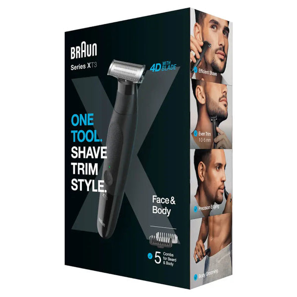 Тример за лице и тяло Braun Series X XT3200, 4D стоманено острие
