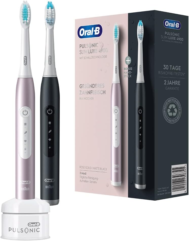 Комплект от две четки за зъби Oral-B Pulsonic Slim Luxe 4900 396345, Розов и Черен