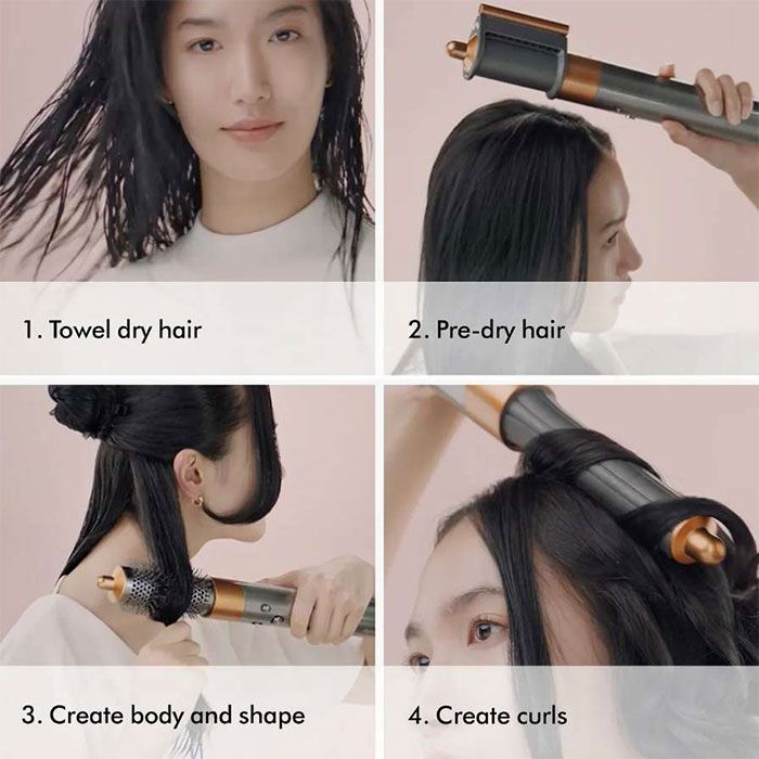 Сешоар Маша Dyson HS05 Airwrap Origin, 3 нива на скорост, 3 нива на температура, Никел/Мед