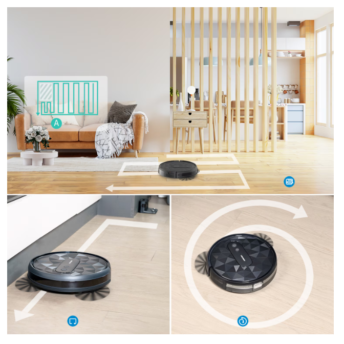 Прахосмукачка робот AIRROBO P20, 35 W, 120 мин работа, 600мл контейнер, HEPA филтър, Черен