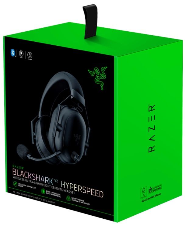 Геймърски слушалки Razer Черенshark V2 HyperSpeed, Безжични, Черен