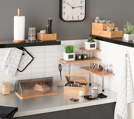 Кутия за хляб 5five, Неръждаема стомана и бамбук, 10L, Сребриста