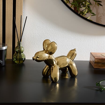 Декоративна фигура куче atmosphera Théo, Златна керамика, 13.5 cm