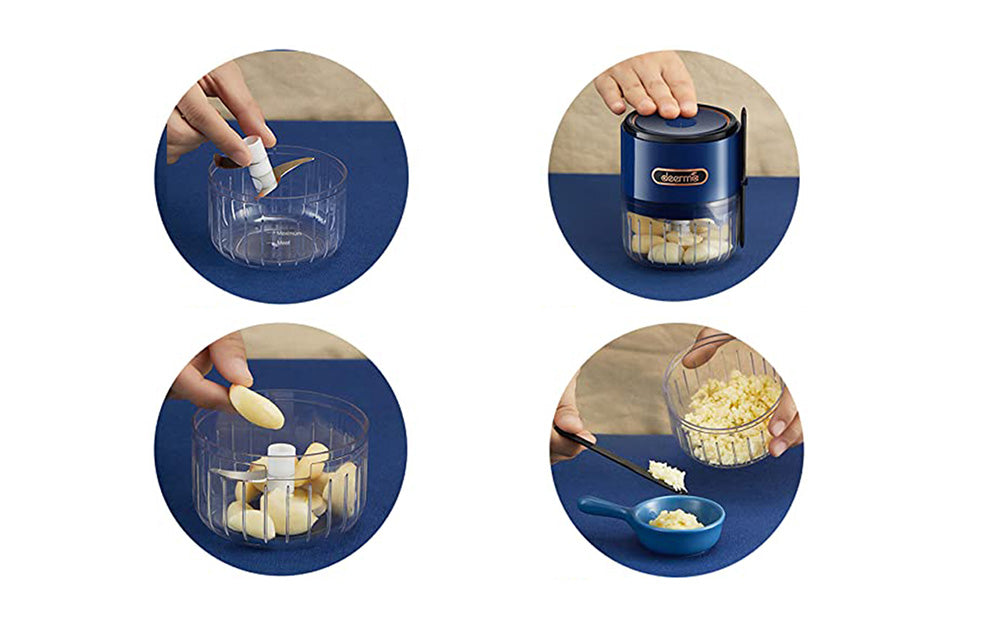 Електрически чопър за зеленчуци Deerma JS100, 40W, 150 ml, Син