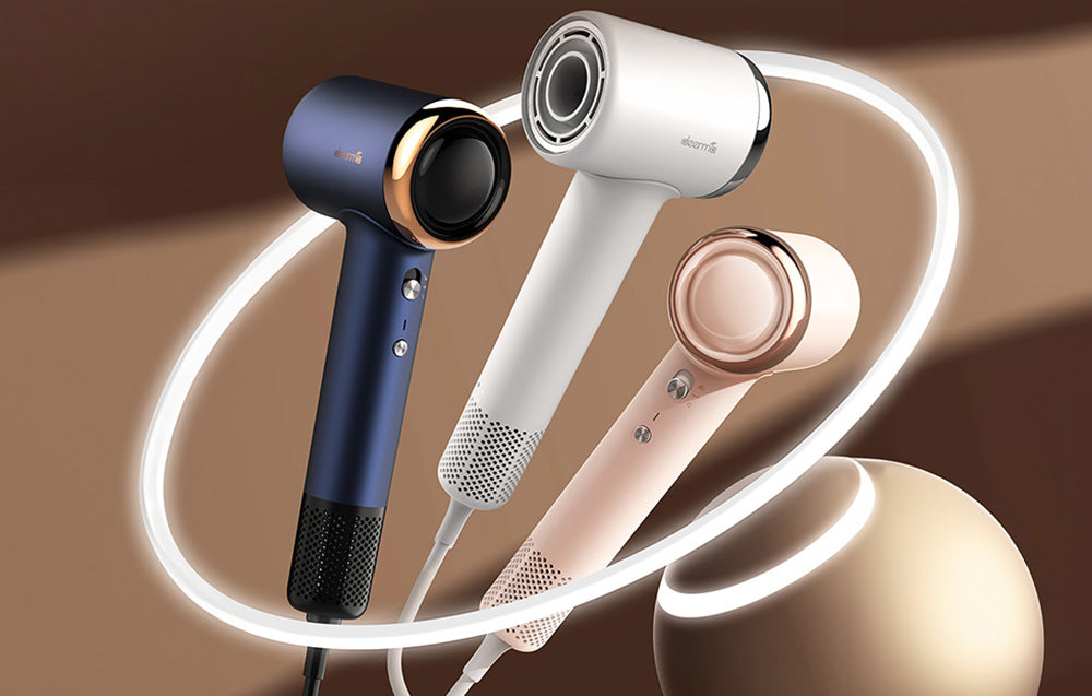 Сешоар Deerma DEM-CF50, 1400W, Въздух , Негативни Йони, 11 Режима, Тъмносин