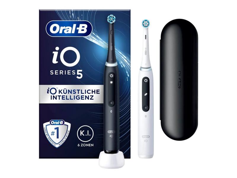 Електрическа четка за зъби Oral-B iO 5 41512, С втори накрайник, Черен и Бял